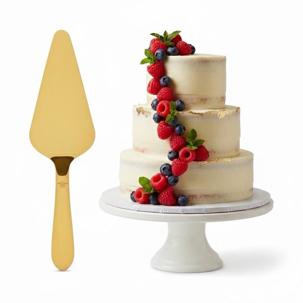 Gold Stainless Steel Cake/Pie Server 18/0 Modern Wedding